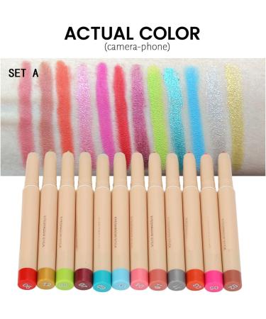 Natudeco 12pcs 0.03oz Eyeshadow Stick Set Women Waterproof Long Lasting Makeup Eye Shadow Pencil Cosmetics for Daily Makeup Party Masquerade Home - Buy Online on GoSupps.com
