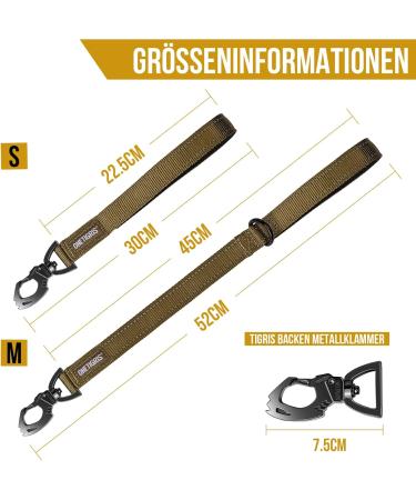 Oneigris Bolt Short Dog Leash 52cm - Reflective Nylon Tiger Tooth Clip Soft Upholstery for Medium & Large Dogs - Durable & Stylish Brown - Buy Online on GoSupps.com