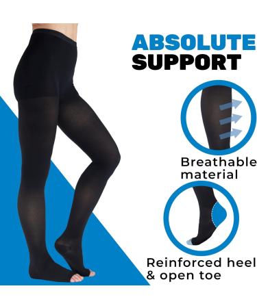 Buy Absolute Support Compression Tights for Women | Class 2 (20-30 mmHg) | Opaque Graded Stockings for Varicose Veins & Lymphedema - Black Medium - Buy Online on GoSupps.com