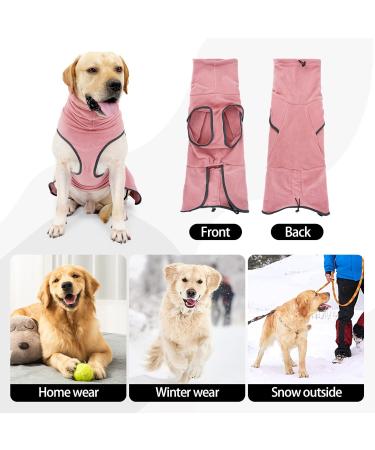 Lianzimau Pink Fleece Dog Sweater - Warm Winter Coat for Big & Medium Dogs | XXL Dog Jacket for Cold Weather - Buy Online on GoSupps.com