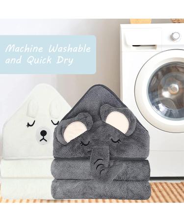 Roxanepig Baby Hooded Towels 2-Pack | 80x80 cm Soft Bamboo Bath Towels for Newborns - Elephant & Bear Design - Buy Online on GoSupps.com