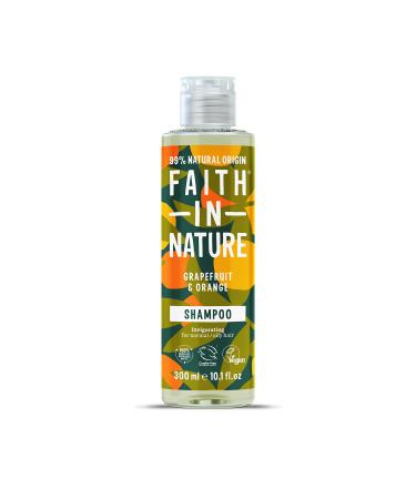 Faith In Nature Natural Grapefruit & Orange Shampoo 300ml - Invigorating, Vegan & Cruelty Free, SLS & Paraben Free, For Normal to Oily Hair