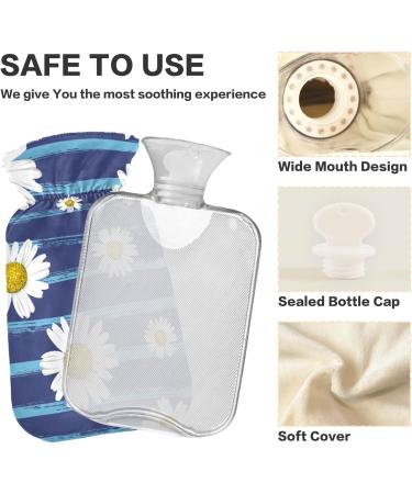 Hot Water Bottle with Cover - Daisy Design 2L | Pain Relief & Hand Warmer - Buy Online on GoSupps.com