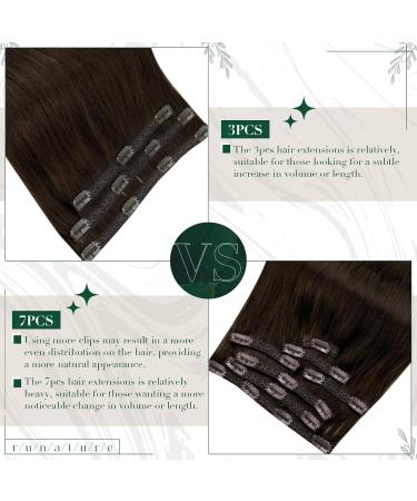 Runature Dark Brown Clip-In Hair Extensions - Real Remy 50cm 20 Inch #2 - 3 Pieces - Premium Quality - Buy Online on GoSupps.com