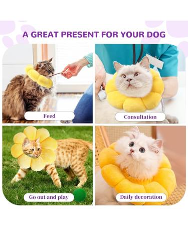 Soft Adjustable Cat Recovery Collar | Leak Protection & Comfort | Sunflower Design (Neck 8-25cm) - Buy Online on GoSupps.com