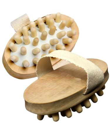 JIAHAO 2PCS Natural Wood Wooden Hand-Held Massager Body Brush Cellulite Reduction(L)