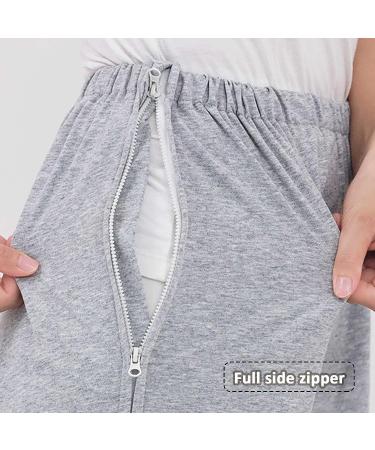 Daily Wear Post Surgery Shorts for Unisex - Zipper Closure Care Clothes for Disabilities & Fractures | L/Large Grey - Buy Online on GoSupps.com