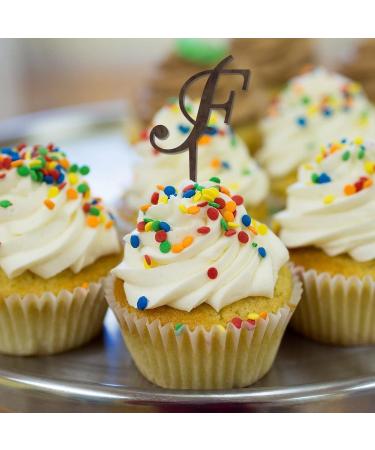 Monogram Letter F Cupcake Toppers Initial Single Letter Name Brown For Wedding Engagement Decorations Country Reusable Branches Leaf Choosing Letter Design Color Birthday Gifts 6PCS Style-3 - Buy Online on GoSupps.com