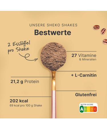 Sheko Coffee Meal Set Shake - 25 Creamy Iced Coffee Shakes 200kcal Gluten-Free Diet Shakes for Weight Loss | 450g Pack - Buy Online on GoSupps.com