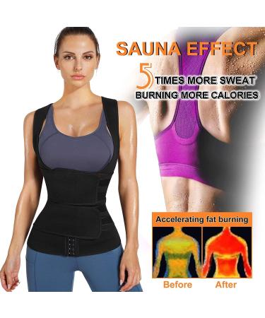 KUMAYES Sauna Vest for Women - Neoprene Slimming Corset Waist Trainer & Shapewear Tank Top - Body Shaper in Black - International Shipping Available - Buy Online on GoSupps.com