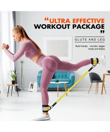 Yellow Ankle Resistance Bands Set for Glutes & Legs Workout - Home Gym Exercise Equipment for Women & Men - Buy Online on GoSupps.com