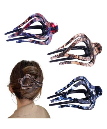 Hair Clips for Women French Curved Hair Clips for Thick Hair 3Pcs Hair Claw Clips No Slip Strong Grip Comfortable Hold Flat Hair Clamp Clip Fashion Beauty Hair Accessory Barrettes Clip Gifts for Women & Girls Curved Clip...
