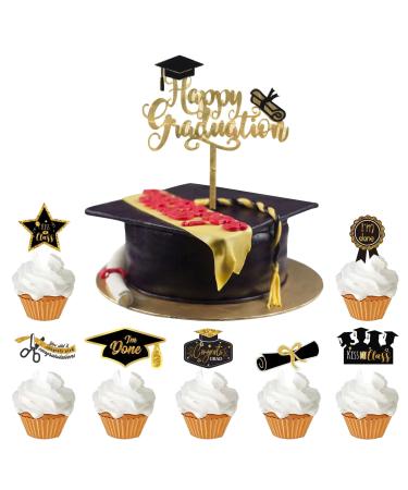 25 Pcs Graduation Cake Topper - Graduation Cake Decorations Graduation Cupcake Toppers Graduation Decorations Graduation Cake Toppers 2024 Graduation Party Decorations Graduation Toppers