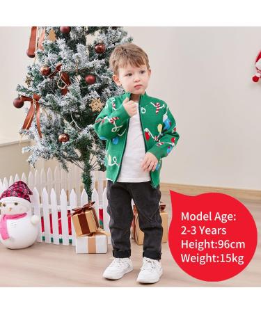 Christmas Reindeer Toddler Boys Sweater Cardigan - Green | 12-18 Months - Buy Online on GoSupps.com