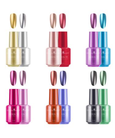 Ownest 12 Colors Mirror Nail Polish Set  Mirror Effect Long Lasting Gorgeous Glossy Manicure Nail Art Decoration  Brilliant Manicure Effect Nail Lacquers Kit-12pcs 12color - Buy Online on GoSupps.com