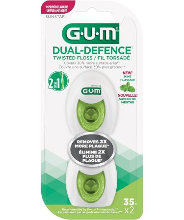Gum Dual Technique Dental Floss 2x35m Pack of 6 (12 total) Green 35.00 m (Pack of 12) Twisted Floss - Buy Online on GoSupps.com