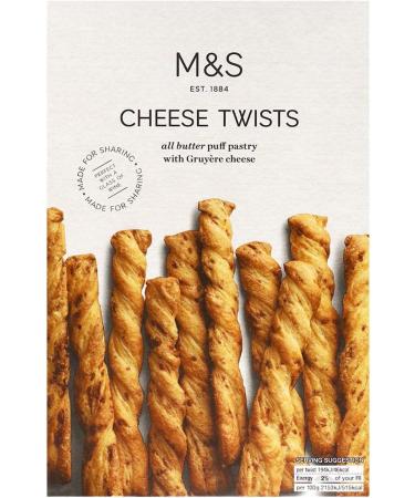 Black Nore Gifts M&S All Butter Cheese Twists 125g - Irresistible Crunchy Snack with Buttery Goodness