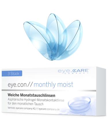 Eye.con Monthly Moist soft monthly lenses-with UV protection-3 hydrogel contact lenses with strength for sensitive eyes.Contact lenses with 57% water content BC 8.6mm dia 14.2mm -5.75d -5.75