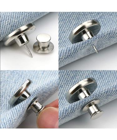 6 Pcs Adjustable Jean Button Pins for Pants - No Sew, No Tools Required | Instant Waist Tightener for Jeans | Reusable and Simple Installation (Style 1) - Buy Online on GoSupps.com
