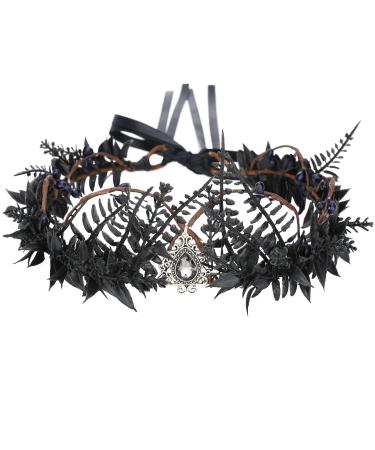 MOSTORY Handmade Black Crown for Men Gothic Tiara Headband King s Fairy Headpiece Royal Prince Dark Crown for Drama Cosplay Mardi Gras Carnival Wedding Medieval Costume Hair Accessory