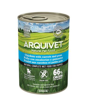 ARQUIVET Junior Chicken with Carrots, Peas and Salmon Oil 400 g - Can of Wet Food for Dogs Puppies - All Breeds - Natural Canine Nutrition