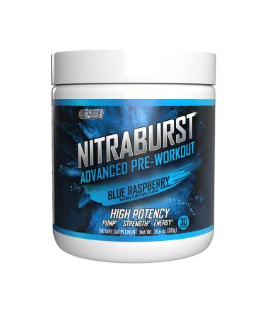 Giant Sports Nitraburst Pre Workout Powder, Increase Blood Flow, Boosts Strength and Energy, Improve Exercise Performance, Creatine Free (Blue Raspberry, 30 Servings)