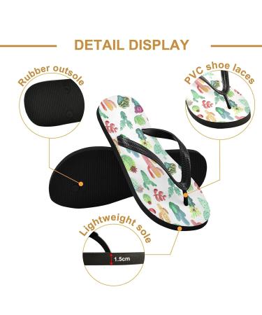 Mnsruu Tropical Cactus Flower Flip Flops for Men & Women | Home Hotel Spa & Travel Comfort - Buy Online on GoSupps.com