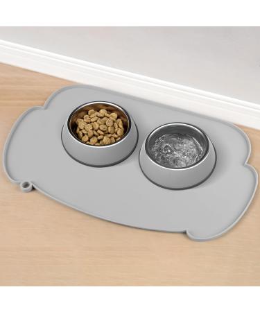 Coomazy Silicone Dog and Cat Food Mat - Waterproof Feeding Mat for Bowls - Grey - Buy Online on GoSupps.com