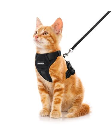 CatRomance Cat Harness Escape Proof, Breathable Mesh Cat Walking Harness, Adjustable Cat Harness and Leash Set with Reflective Strips XS Black