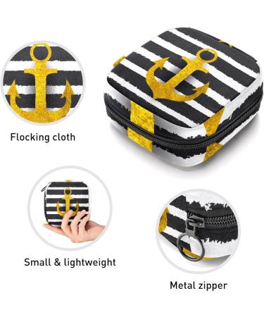 Portable Women's Bonds Storage Pockets - Black & White Striped Period Kit Bag for Girls | Feminine Product Organizer - Buy Online on GoSupps.com
