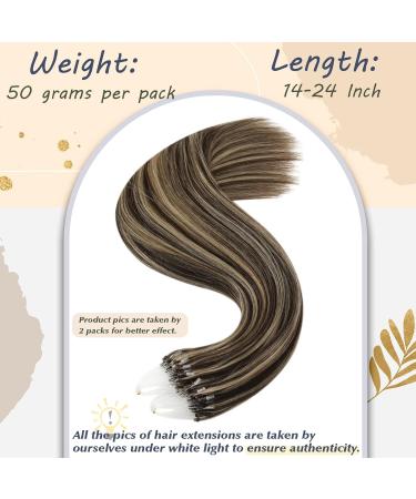 UGEAT Microring Hair Extensions - 50cm Real Hair Chocolate & Caramel Brown Micro Loop #4/27 - Premium Remy Quality - Buy Online on GoSupps.com