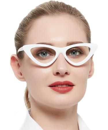 Stylish Cat Eye Blue Light Blocking Reading Glasses for Women - UV Protection Available in Multiple Strengths (1.0 to 3.5) - White Frame - Buy Online on GoSupps.com