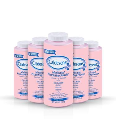 Caldesene Medicated Protecting Powder with Zinc Oxide & Cornstarch, 5 oz (Pack of 5)