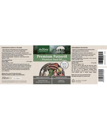 AniForte Barf Feed Oil for Dogs 250ml - Premium Cold-Pressed Omega 3 & 6 Oil | Natural Balanced BARF Supplement - Buy Online on GoSupps.com