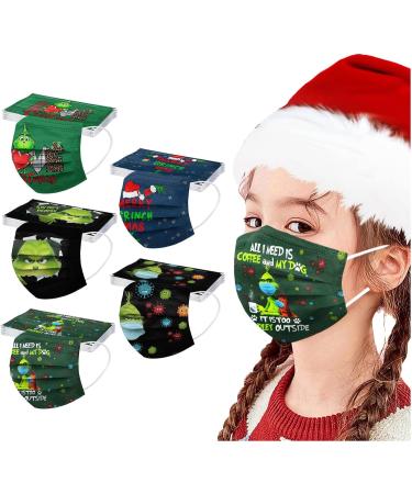 100Pcs Kids Grinch Disposable Face_Mask - Christmas Childrens Face_Mask Assorted Colors Design Boys Girls 3-Ply Face_Covering - Buy Online on GoSupps.com
