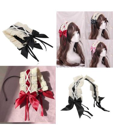 IBLUELOVER Lolita Maid Cosplay Headband Animal Ear Headband Gothic Halloween Christmas Headwear Wide Lace Headband Soft Bowknot Hairband for Women Girls Party Wedding Photography Accessories Black - Buy Online on GoSupps.com