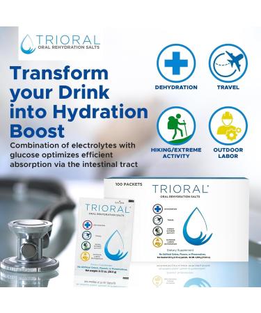 TRIORAL Poudre d' lectrolytes d'hydratation (lot de 100) - Solution de r hydratation rapide formule hydratante essentielle lutte contre la d shydratation des entra nements sports et plus encore - Buy Online on GoSupps.com