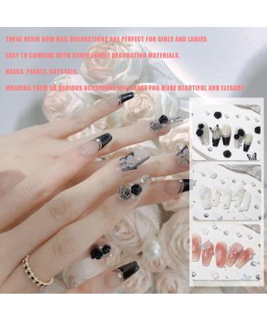 3D Flower Nail Charms 200 Pcs White Black Clear Acrylic Camellia Nail Art Charms Rose Butterfly Nail Rhinestones Gems Jewelry with Mini Caviar Beads Pearls (White+Black+Clear) - Buy Online on GoSupps.com