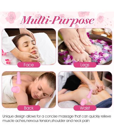 Oruola 4pcs Face Suction Cupping Face Cups for Facial Cupping Silicone Anti Cellulite Vacuum Facial Cups for Faces and Neck Eye Massage Beauty Tool Pink - Buy Online on GoSupps.com