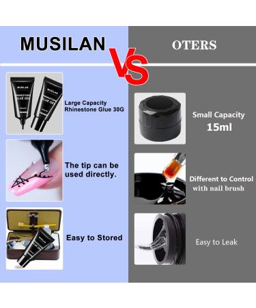 MUSILAN 3D Nail Glue Nail Art Rhinestone Adhesive Gel 30g Rhinestone Glue Curing Requires Extra Strong Adhesive Gel for Nail Tips and Nail Rhinestone Decoration Embossed 3d Nail Styling Decoration - Buy Online on GoSupps.com