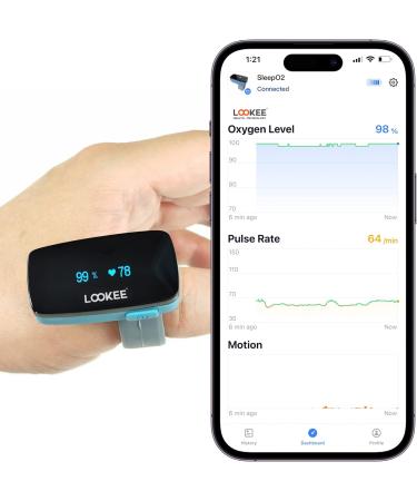 LOOKEE O2-Tracker Ring - Bluetooth Pulse Oximeter | Wearable Oxygen Monitor with Vibration Reminder | Rechargeable SpO2 Meter & Free App Reports | Shop Internationally - Buy Online on GoSupps.com