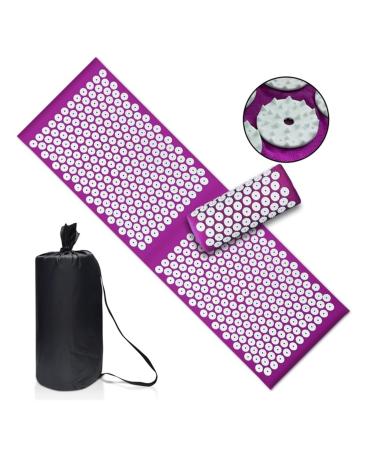 Dunlap massage cushion Yoga acupressure mat and pillow massage pillow Extra long acupuncture Massage mat Relief stress back body paint spike matt massage pillow (size: long needles purple)