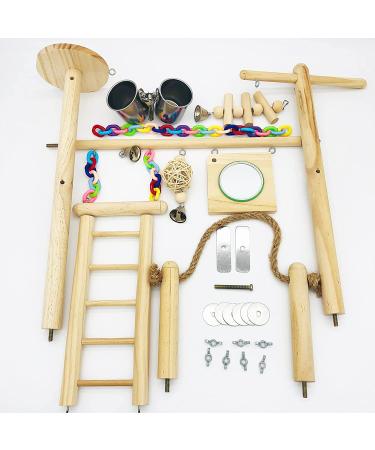 Top Cage Bird Playground & Gym Set for Conure, Parakeets, Cockatiels, Lovebirds - Hanging Chewing Toys & Wood Perch Stand - Buy Online on GoSupps.com