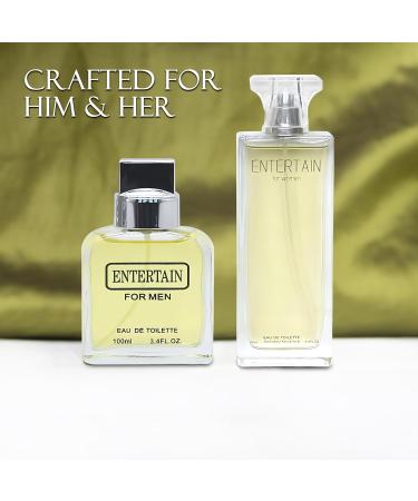Entertain Couple Set Perfume for Women/Men Eau De Parfum - Amber Floral Jasmine Bourbon Vanilla & Woods Oriental-Floral Women/Men Cologne with a Modern Twist Elegant 100ml Bottle for Best Gift - Buy Online on GoSupps.com
