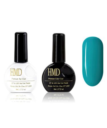 Canada HMD Soak Off UV LED GEl Nail polish color 017 with No Wipe Mirror Shine Top Coat set light ocean color