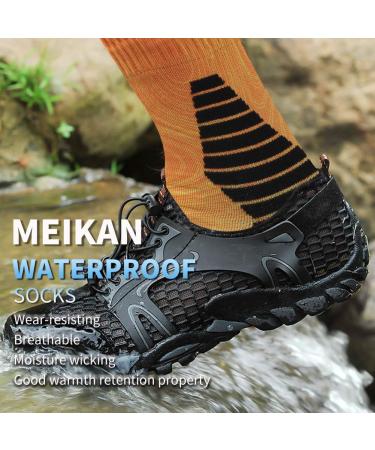 MEIKAN Waterproof Hiking Socks - Unisex Digital Print, Breathable, 100% Waterproof - 1 Pair (Large) - Orange - Buy Online on GoSupps.com