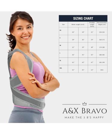 A&X Bravo Posture Corrector - Adjustable Lumbar Support for Men and Women, Back Brace for Improved Posture & Pain Relief - XXL Grey - Buy Online on GoSupps.com