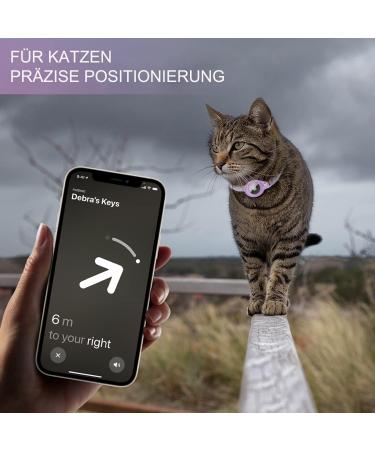 Adjustable Leather Airtag Cat Collar | Reflective GPS Neck Band for Large Medium & Small Cats | Anti-Lost Tracking Case in Purple (S 24-31 cm) - Buy Online on GoSupps.com