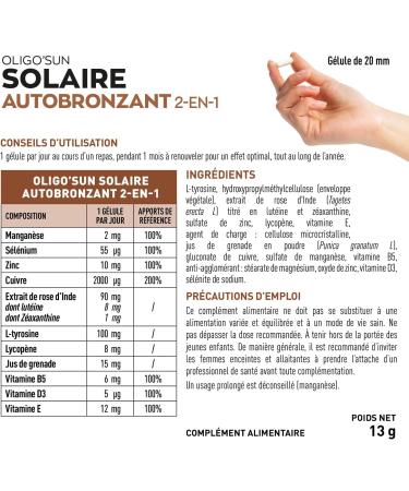 Tanning | 2-in-1 Granules Self-Tanning Capsule | Food Supplement | Tan Accelerator | Protects | Formula Enriched with Natural Pigments | | 1 Month Size | 30 Capsules | French Brand - Buy Online on GoSupps.com