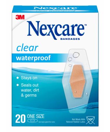 Nexcare Waterproof Clear Bandages Germproof 20 Count Packages (Pack of 4) 20 Count (Pack of 4)